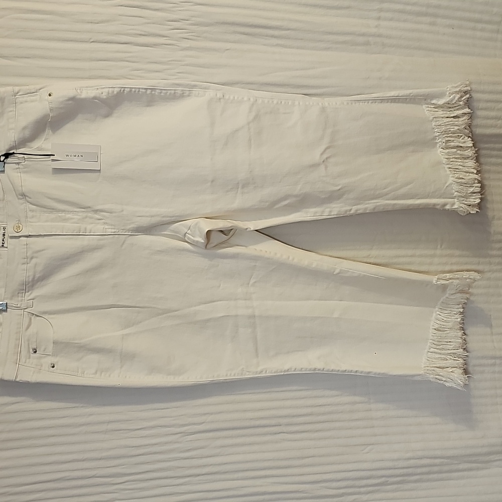For The Republic White Pants With Fringe Size 24W